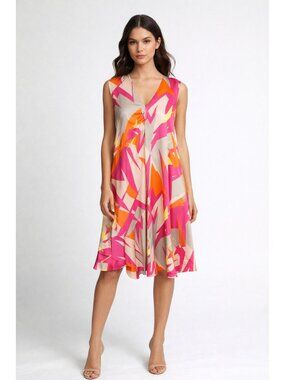 open lace back dress M Missoni Pink Multicolor Sleeveless Knit Tank Dress